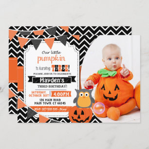 Boys 3e anniversaire Halloween Invitation d'annive