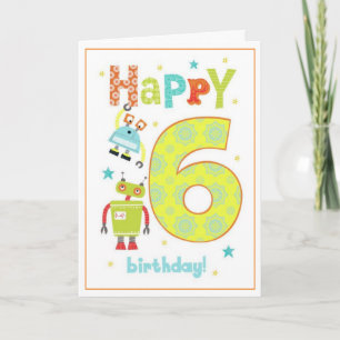 Boys 6e carte d'anniversaire - Robots