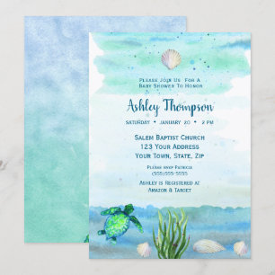 Boys Baby shower de tortue de mer Invitation
