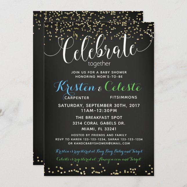 Boys Baby shower Invitation Combiné Amis (Devant / Derrière)