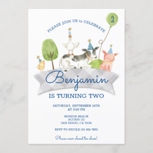 Boys Barnyard Premier Invitation d'anniversaire