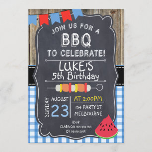 Boys BBQ Anniversaire Fête Invitation