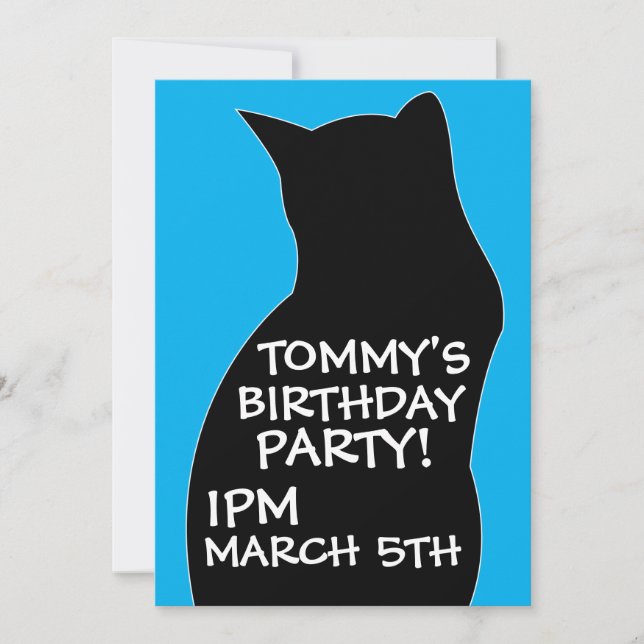 BOYS BLACK CAT BIRTHDAY PARTY INVITATIONS (Devant)