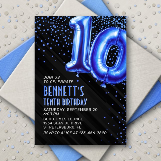 Boys Blue 10th Birthday Invitation (Créateur téléchargé)