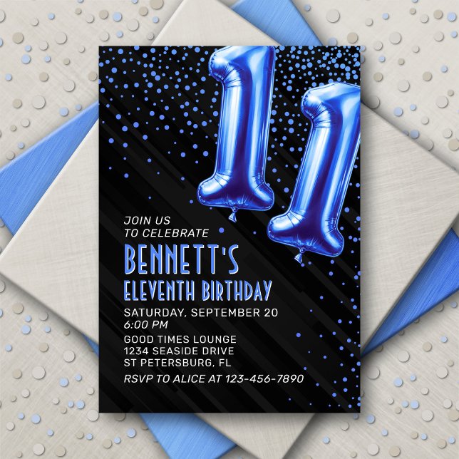 Boys Blue 11th Birthday Invitation (Créateur téléchargé)