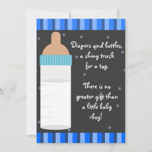 Boys Blue Baby Bottle Baby Shower Invitations
