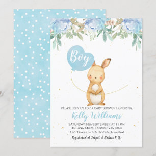 Boys Bunny Baby shower invitation