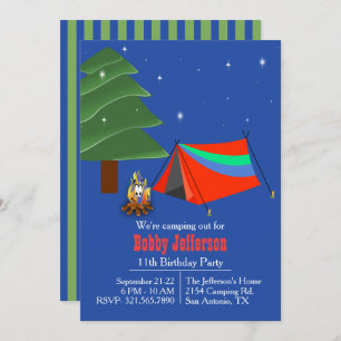 Boys Camp Out Anniversaire Fête Invitation