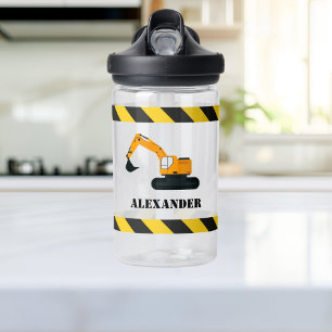 Boys Construction Excavateur Nom Bouteille d'eau