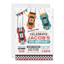 Boys Course Course Voiture Anniversaire Invitation
