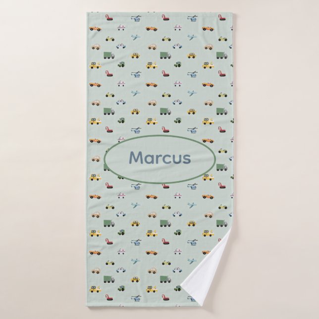 Boys Cute Transport Voiture Motif monogramme Enfan (Serviette de bain)