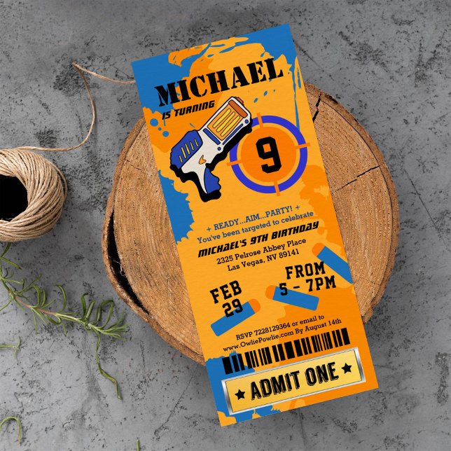 Boys Dart Gun Party Anniversaire Invitation (Créateur téléchargé)