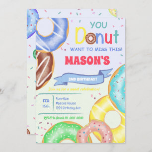 Boys Donuts Anniversaire Fête Invitation