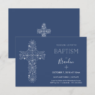 Boys Fancy Baptism Invitation avec Croix