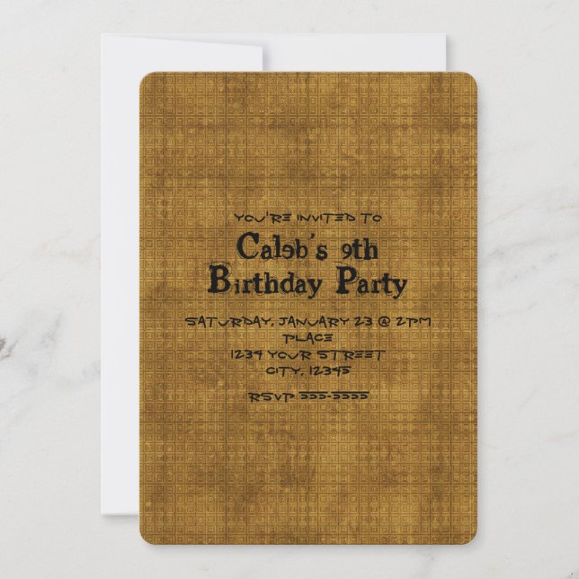 Boys Gold Grunge Chic Anniversaire Invitations (Devant)