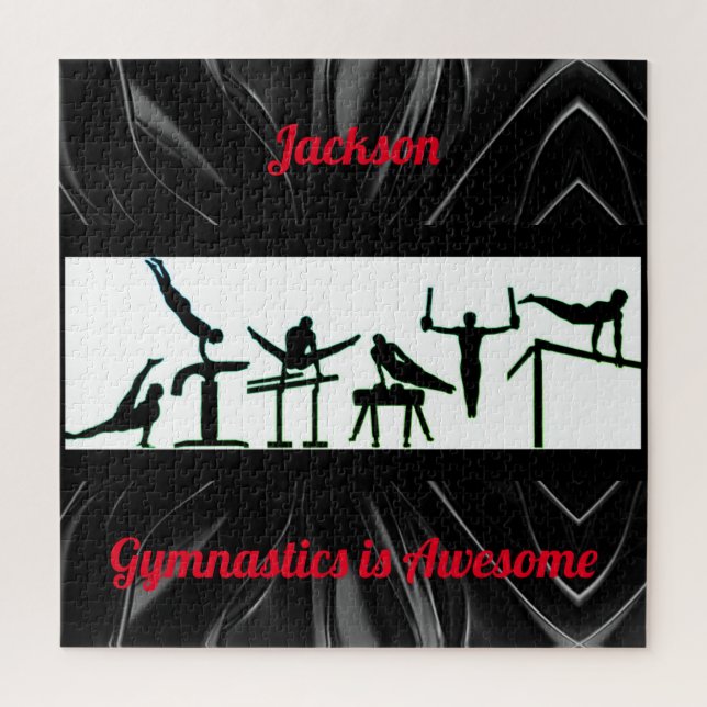 Boys Gymnastique Puzzle avec son nom! (Vertical)