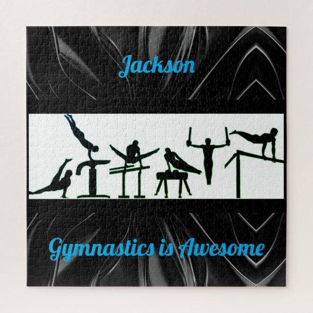 Boys Gymnastique Puzzle avec son nom! (Vertical)