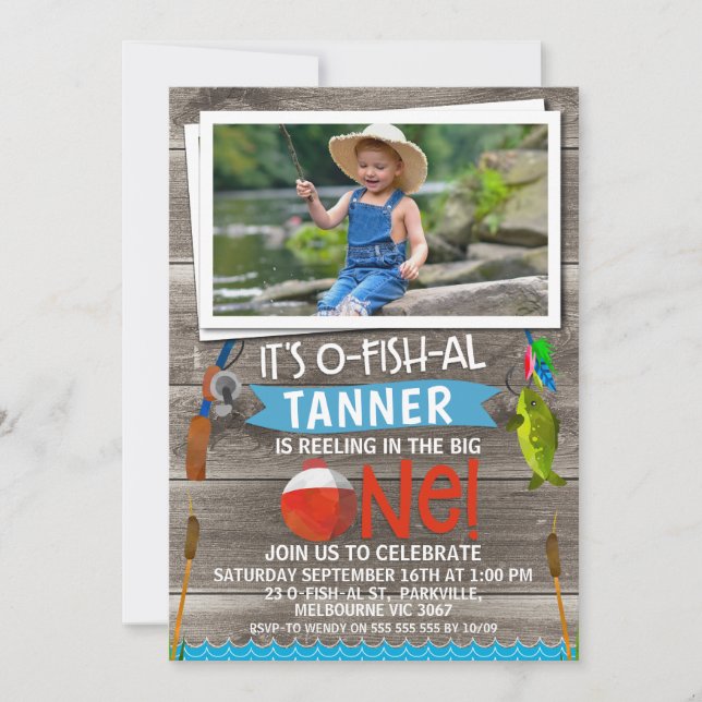 Boy's His O-fish-al 1er anniversaire Invitation (Devant)