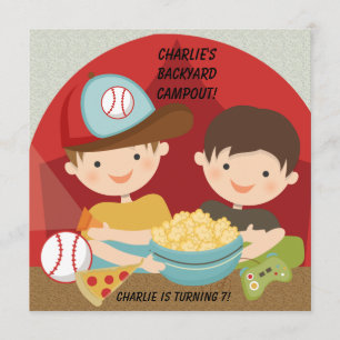 Boys Jardin Campout Invitations Anniversaires