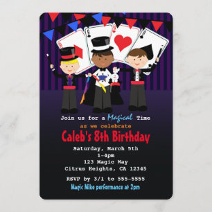 Boys Magic Show Magique Anniversaire Invitations