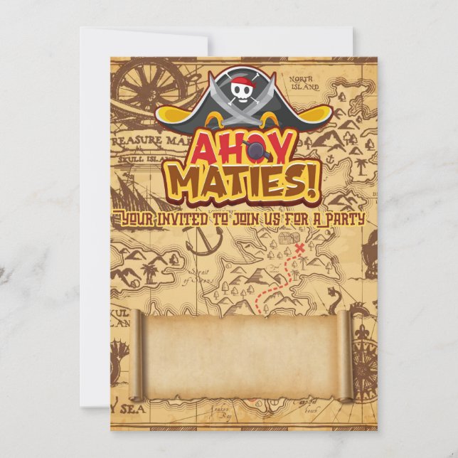 Boys Pirate Thème Anniversaire Fête Invitations (Devant)