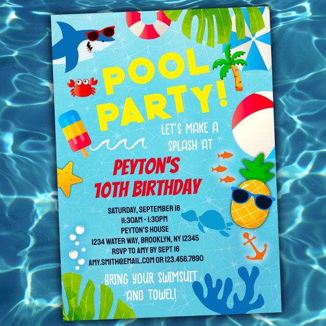 Boys Pool Party Anniversaire Invitation (Créateur téléchargé)