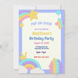 Boy's Pop It Fidget Anniversaire Fête Invitation