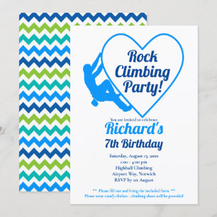Boys Rock Escalade Anniversaire Fête Invitation