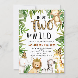 Boys Safari Deux Wild Birthday Invitation