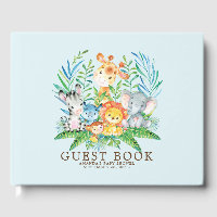 Boys Safari Jungle Baby shower Livre d'or