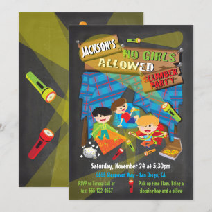 Boys Sleepover Invitations de la partie de bois