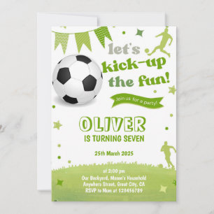 Boys Soccer Anniversaire Invitation Football Party