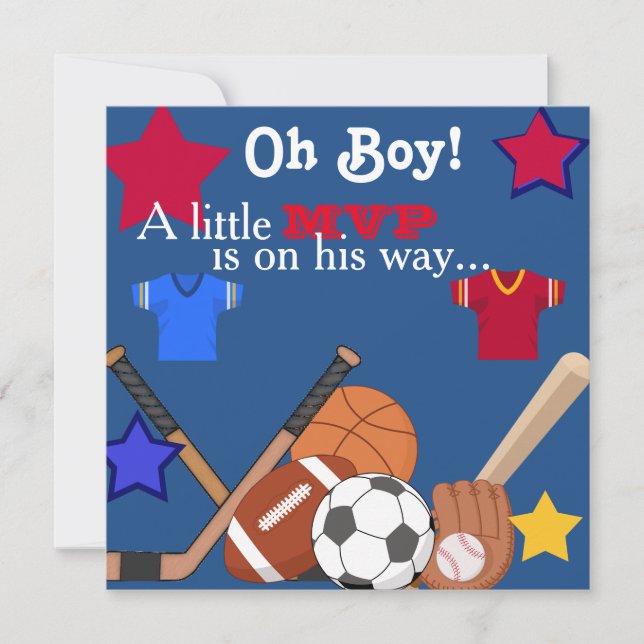 Boys Sports Baby shower Invitation HOCKEY (Devant)