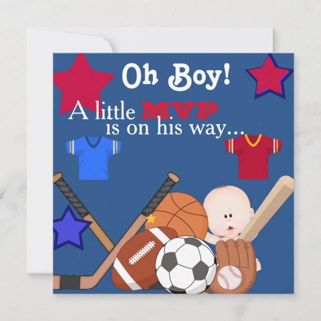 Boys Sports Baby shower Invitation HOCKEY (Devant)