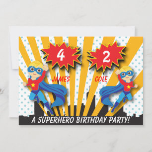 Boys Superhero Invitation d'anniversaire