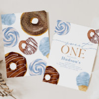 Boy's Sweet One Birthday Party Invitations