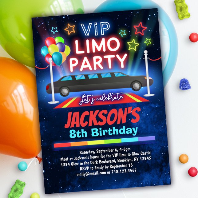 Boys VIP Limo Invitation fête d'anniversaire (Créateur téléchargé)