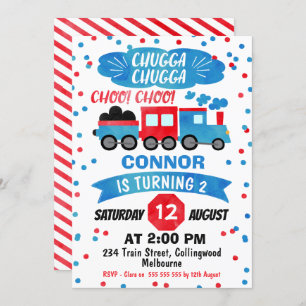 Boys Watercolor Train Invitation Anniversaire
