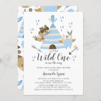 Boys Wild One Baby shower Invitation