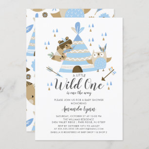 Boys Wild One Baby shower Invitation