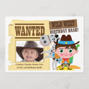 Boys Wild West Western Cowboy Invitation d'anniver