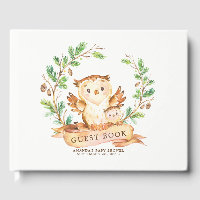 Boys Woodland Owl Baby shower Livre d'or