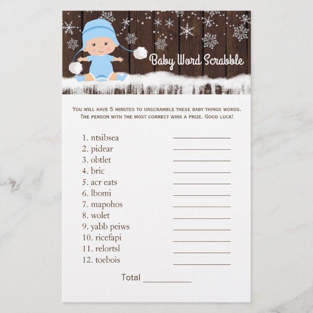 Boys Word Scramble Nursery Rhyme Baby shower Jeux (Devant)