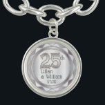 Bracelet Avec Breloques 25e anniversaire du Mariage d'argent<br><div class="desc">Personnalisez Le Charme. 25e anniversaire de Mariage d'argent Keepsaké. Remarque : Toutes les zones de modèle n'ont pas besoin d'être modifiées. 📌 Si vous avez besoin d'une personnalisation plus poussée, cliquez sur le bouton "Cliquez pour Customiser plus loin" ou "Customiser ou modifier la conception" et utilisez notre outil de conception...</div>