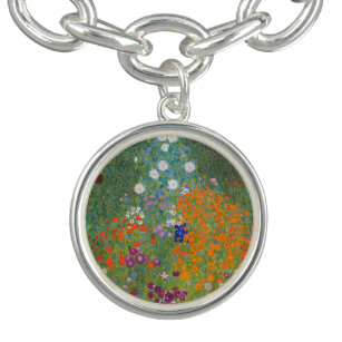 Bracelet Avec Breloques Gustav Klimt Fleur Jardin Cottage Nature