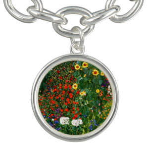 Bracelet Avec Breloques Klimt - Jardin agricole avec tournesols