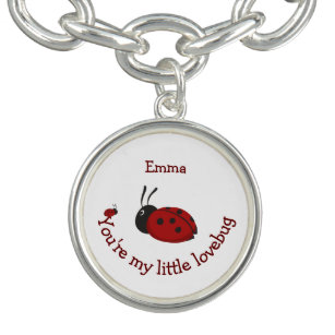 Bracelet Avec Breloques Little Lovebug Cute Ladybug Quote Nom personnalisé