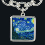 Bracelet Avec Breloques soirée étoile vincent van gogh<br><div class="desc">Le célèbre tableau de Van Gogh, "La nuit étoilée". Peint lors de son séjour à l'asile de Saint Rémy dans les années 1880, van Gogh dépeignait les collines ondulantes et les cyprès qu'il voyait depuis sa fenêtre. numériquement amélioré par PixDezines. Copyright © 2008-2016 PixDezines.com™ et PixDezines™ sur zazzle.com. Tous droits...</div>