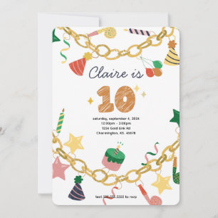Bracelet charme 10e anniversaire Invitation de fêt