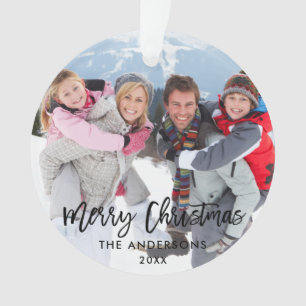 Bracelet Script de Noël Famille Photo Blanc Ruban